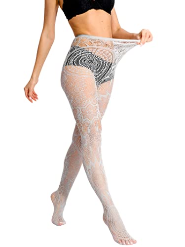 Image of HONENNA Patterned Fishnets Tights Black Pantyhose Stockings for Women, 1-6 Pairs