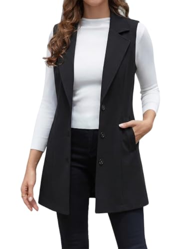 Image of IDEALSANXUN Plaid Vest for Women Fall Winter Sleeveless Blazer Jackets