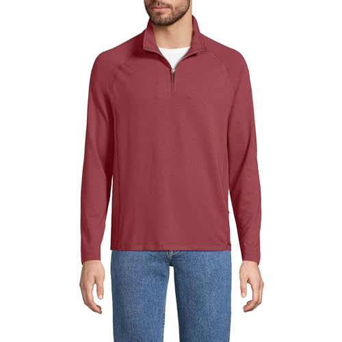 Lands' End Men's Long Sleeve Flex Performance Quarter Zip Small Burnt Clay