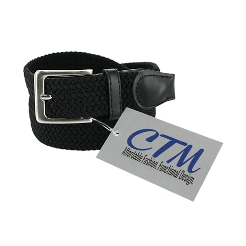 CTM Men's Elastic Braided Stretch Belt with Silver Buckle2