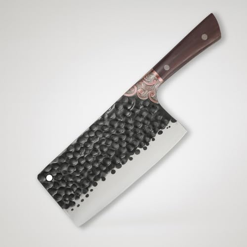 Machado Stainless Steel Professional Damascus Knife With Stylish Vintage Bolster, Full Tang Rivet Fixed Heavy Duty Butcher Knife