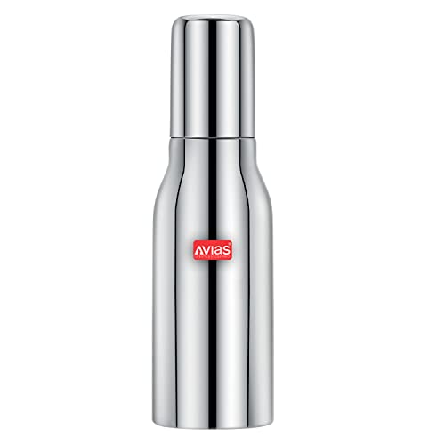 Image of AVIAS Ezee Stainless Steel 1 Litres Easy Flow Stainless Steel Oil Dispenser Bottle with Cap | Air-Tight Spill-Proof | Food Grade Pourer Drizzler 1000ml Oil Can Container1000ml