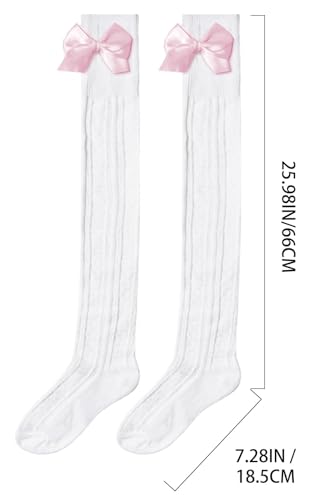 Women Thigh High Socks Extra Long Cute Knit Warm Thick Tall Long Boot Stockings Over the Knee Socks with Bow Leg Warmers3
