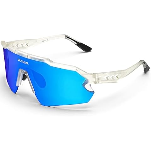 VICTGOAL Polarized Sports Sunglasses for Men Women Cycling Glasses UV Protection Lightweight TR90 Frame Cycling Sunglasses (White) Cover