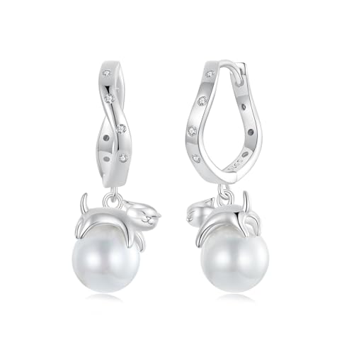 Boucles d'oreilles en perles pour femme en argent 925 à porter au bureau ou en soirée