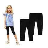TEGEEK Toddler/Little Girls Basic Capri Leggings(2pack-Black-3T)