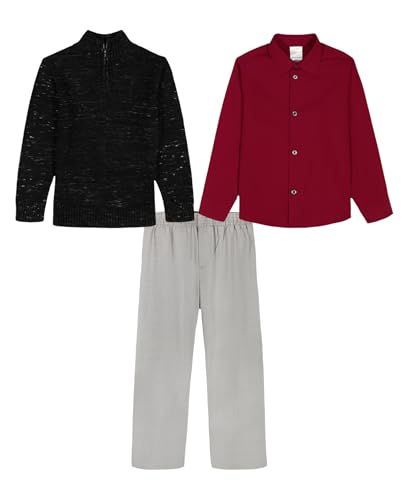 Image of Calvin Klein boys 3-piece Sweater Set With Matching Button-down Shirt and Pants