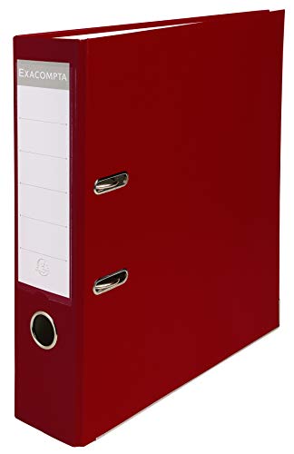 Exacompta 918418B Kunststoff-Ordner 7,5 cm breit DIN A4 Kunststoffbezug auĂźen Papierbezug innen RĂĽckenschild austauschbar Ringordner Aktenordner Briefordner BĂĽroordner Plastikordner bordeaux