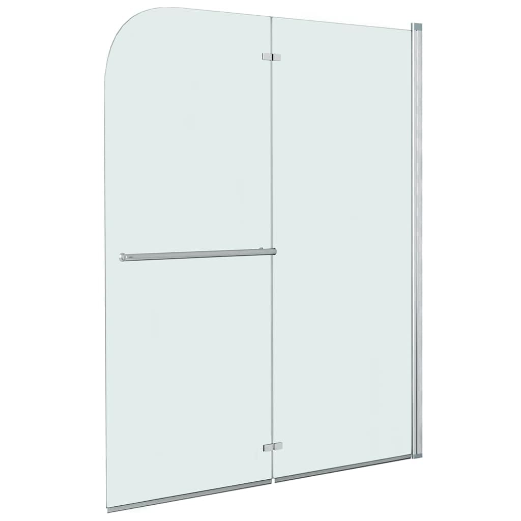 Cabina de ducha de 120 x 140 cm, cabina de ducha de vidrio templado con 2 paneles con barra de toalla, mampara de ducha plegable, perfiles cromados y cristal de seguridad para baño elegante, fácil