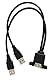 System-S USB 2.0 Dual Port Kabel 30 cm Typ A Buchse zu Stecker Adapter Schraube Schwarz