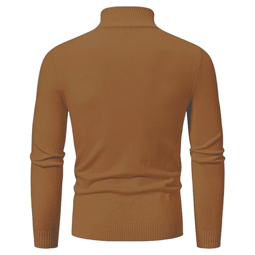 Men Half Zipper Knitted Sweaters Casual Turtleneck Long Sleeve Relaxed Fit Solid Pullover Tops Thermal Chunky Knitwear2