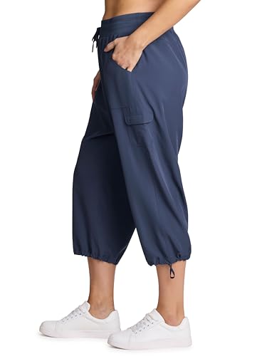 RBX Active Women's Plus Size Fashion Lightweight Woven Body Skimming Drawstring Cargo Capri Pant4