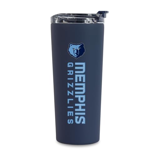 Image of Rico Industries NBA Basketball Memphis Grizzlies Navy 24oz Stainless Steel Tumbler with Lid and Dual Functioning Lid