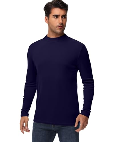 Riyiper 3 Pack Men's Mock Neck Shirts, Long Sleeve Slim Fit Turtleneck Tops Lightweight Basic Pullover Casual Knit Sweaters3