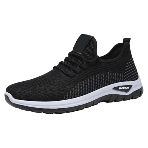 YANFJHV Zapatillas deportivas de moda para hombre para primavera y, parte inferior plana, malla ligera y transpirable, sin cordones, cómodas, lisas, sencillas. Características: zapatos de exterior