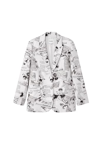 Desigual Women's Straight Blazer With Text And Flowers