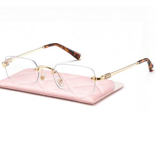 livho Ultra-Light Statement Blue Light Glasses for Woman - Rectangular Metal Blue-Light Frames for Women