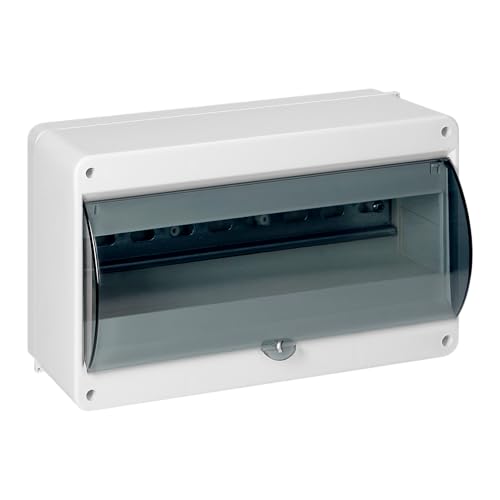 MIRATIC Coffret Electrique en Saillie IP40 Tableau Electrique 1 Rangée avec Porte Fumée Boîtier Modulaire Blanc pour Disjoncteurs Fusibles Inclus Bornier N...