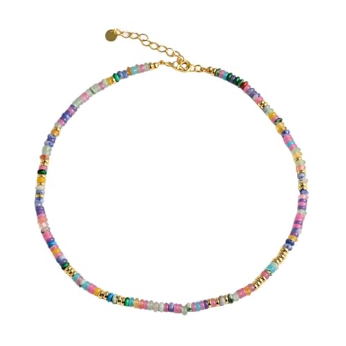Collier perles multicolores LXGGUC, le cadeau parfait plaqué or pour femme