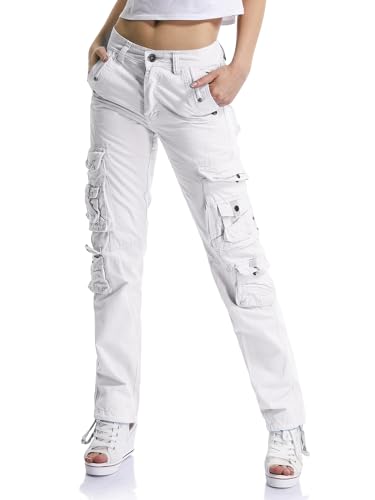 OCHENTA Women's Cotton Casual Cargo Work Pants Travel Hiking Baggy Y2K with Multi Pockets