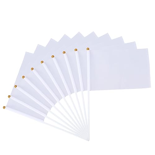 EXAOMBLE 24pcs White Hand-cranked Commanding Referee Flags for Sports Events Parties and Celebrations Easy to Assemble Waving Flags Sturdy Poles for Car Racing Football and Community