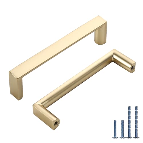 Image of 10 Pack 3.75 Inch(96mm) Kitchen Cabinet Handles Brushed Gold Cabinet Pulls Kitchen Cabinet Hardware Drawer Pulls for Dresser Cupboard Wardrobe