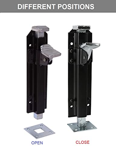 TERF® Heavy Duty Foot Operated Gate Door Bolt 200mm (8 inch) Including Fixing Screw Black Foot Operated Door Gate Bolt For Garage Door Garden Gate Lock Shed and Multi Purpose Use - Image 4