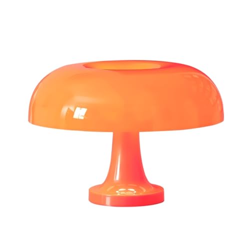 Genérico   Lámpara de mesa con forma de hongo, color naranja flúo, diseño moderno y brillante, luz regulable con 3 temperaturas de color, acrílico premium, decoración pop retro