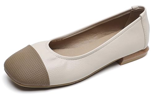 Niction Round Toe Mary Jane Flat Shoes for Women Slip On Retro Faux Suede Ballet Flats Comfortable Womens Dress Shoes Ballerina Flats for Work