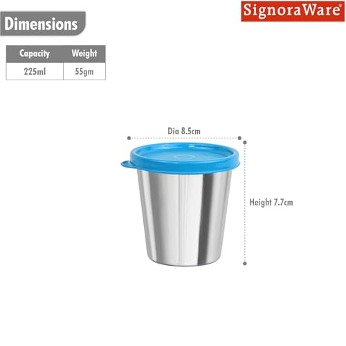 Image of SignoraWare Bitsy Stainless Steel Container /Tumbler | Airtight & Leakproof | Compact, Durable & Stylish Storage | Ideal for School, Office & Outdoor Use (225ml | TBlue)