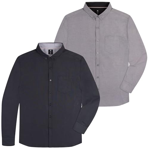 Visive Mens Shirts Multi Packs Long Sleeve Button Down Dress Shirts Solid Color Big and Tall