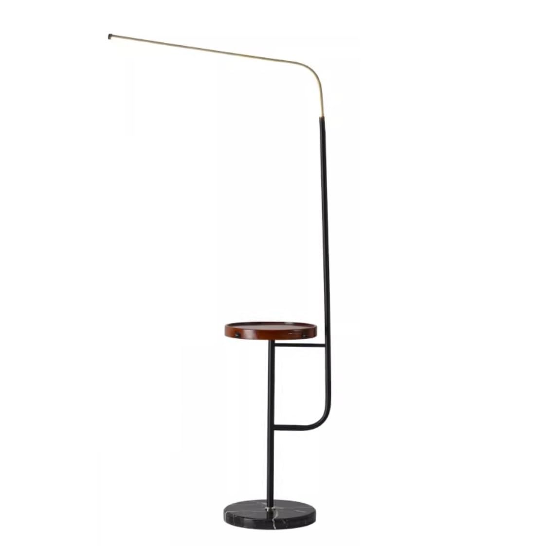 Lampa Stojąca Salon Żelazna Lampa Podłogowa LED Z Drewnianym Stołem Nowoczesna Lampa Podłogowa Lampa Stojąca Z Marmurową Podstawą Do Salonu Sypialnia Lampa Podłogowa Sypialnia(Black)
