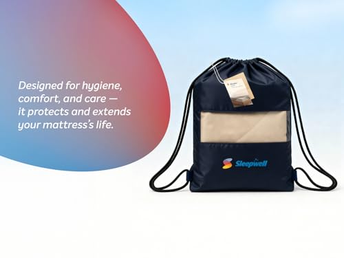 Image of Sleepwell Shield Mattress Protector | Terry Fabric | 100% Waterproof Protection | Elastic Corners | Neem Fresche | Breathable | Hypoallergenic | Machine Washable | Long Lasting Freshness | 72 x 36