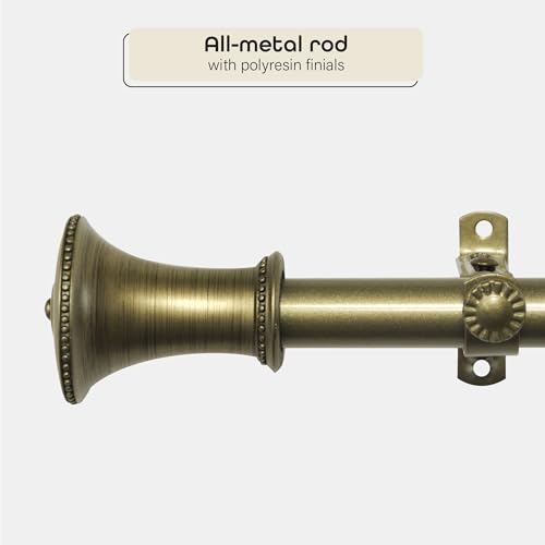 Image of Decorative Window Curtain Rods with Finials, 28 to 48 Inches, 0.75 Diameter - Camino Fairmont - Lightweight & Easy to Install, Adjusts Telescopically to Fit Any Window by Achim Home Decor