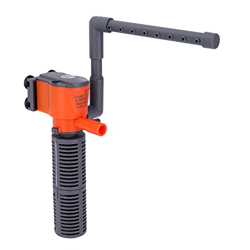 GERUI Pompa sommergibile per acquario, 5 W 600 L/H, pompa multifunzione 3 in 1, filtro interno per acquario, filtro interno regolabile con pompa dell'acqua, adatto per acquario da 40 – 60 cm.
