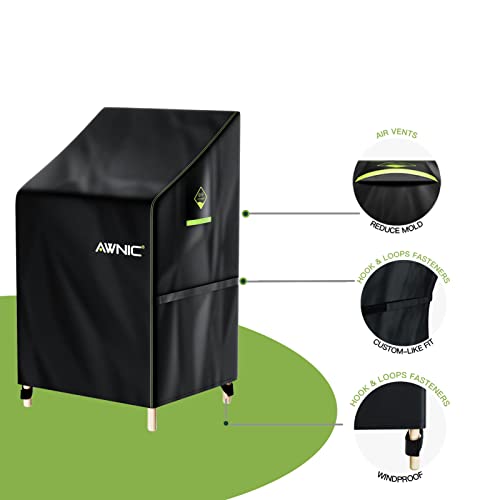AWNIC Garden Chair Covers Waterproof 65x75x120/85cm, 420D Patio Stacking Chair Covers for Outdoor Chairs Storage with Air Vents Waterproof Windproof Tear Resistant Anti-UV