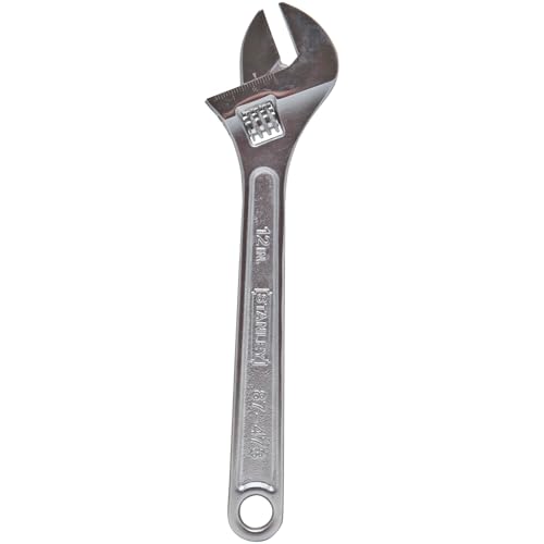 Image of STANLEY 87-473 12 inch (300mm) Adjustable Wrench, Lightweight Handle Design, Chrome Plated, Ideal for Plumbing, Automotive, Furniture Assembly, Outdoor Equipment Maintenance & General Household Tasks
