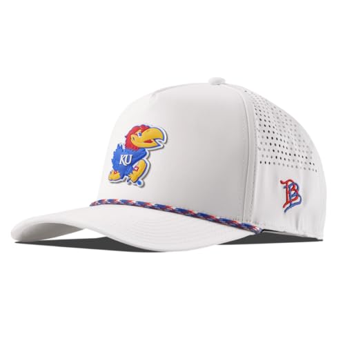 Branded Bills x Kansas University Curved 5 Panel Rope Hat for Men | Baseball Cap Jayhawk PVC White/RWB