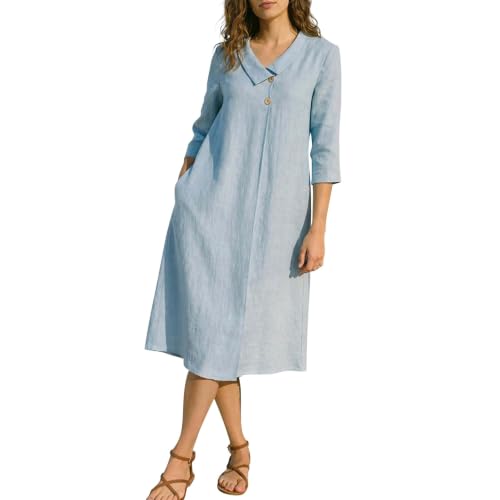 Robe d'été légère et respirante avec poche et boutons