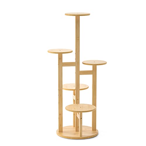 Calm Cozy 5 Tier Tall Plant Stand, Bamboo Plant Stands For Indoor, Corner Potted Plant Stand For Multiple Flower, Save Space Tall Plant Shelf For Living Room, Bedroom, Balcony Patio Garden #TOP5