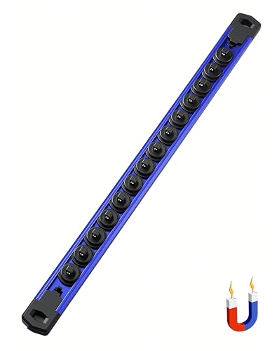 Image of ALOANES Magnetic Socket Organizer Set, 3 /4-Inch Drive Heavy Duty Aluminum Socket Rail Organizer, 3 /4-Inch x 11 Clips (Blue, 1PC)