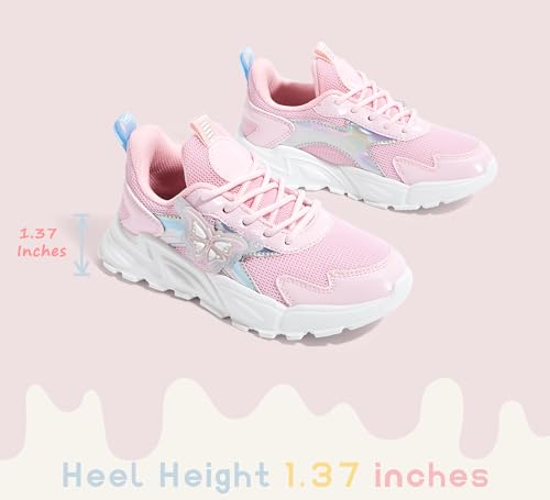 LUCKY STEP Girls Kid's Butterfly Running Sneaker Tennis Sparkle Mesh Athletic School Gym Lace-up Walking Shoes for Toddler/Little Kid/Big Kid3
