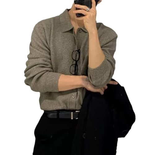 Men's Fall Winter Daily Loose Solid Sweaters Comfortable Korean Long Sleeve Button Knitted Cardiga Outerwears