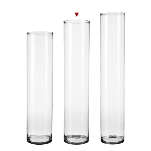Miniatura 4 de Lolahome Jarrón Cilíndrico De Cristal Transparente Decorativo Para Flores, Diseño Redondo, Ø 15x80 Cm, Resistente Y Elegante, Para Decoración De Interiores, Arreglos Florales, Centros De Mesa.
