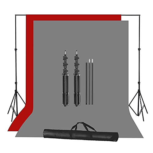 Boltove®Red and Grey Screen Backdrop with Stand, 8FT X 12FT Wide Green Screen Backdrop with 8.5 FT x 12 FT Wide Photo Backdrop Stand, Photo Backdrop Stand Kit Include Carry Bag Boltove®Red and Grey Screen Backdrop with Stand, 8FT X 12FT Wide Green Screen Backdrop with 8.5 FT x 12 FT Wide Photo Backdrop Stand, Photo Backdrop Stand Kit Include Carry Bag
