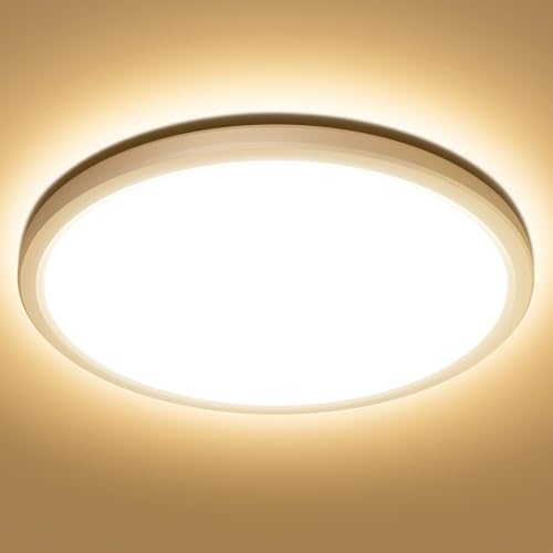 Lepro Deckenlampe 24W, IP44 Wasserfest Deckenleuchte，3000K 2400LM Badezimmer Lampe, Warmweiß Deckenleuchte Badezimmer, ideal Badezimmerlampe Decke für Bad Schlafzimmer Flur Küche Wohnzimmer, Ø29.3cm