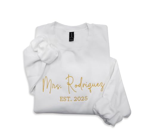 NACRE APPAREL Custom Embroidered Sweatshirt Personalized Wedding Bride Gift Future Mrs Honeymoon Hoodie Est Long Sleeve