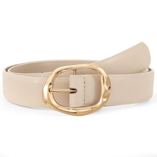 JASGOOD Women Leather Belt for Jeans Pants Fashion Waist Belt Women Belt with Gold Buckle