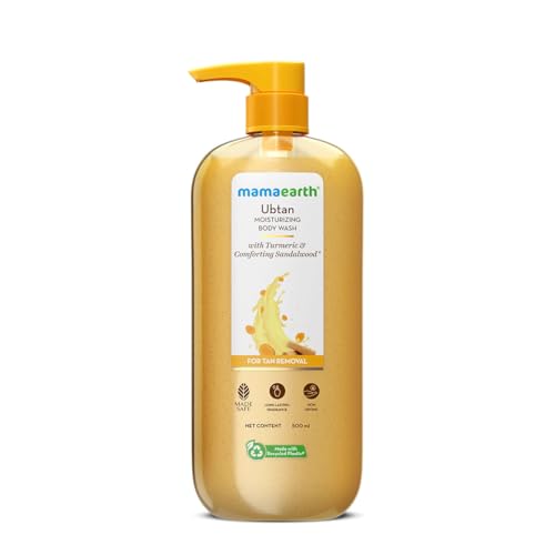 Mamaearth Ubtan Moisturizing Body Wash with Turmeric & Comforting Sandalwood Scent for Tan Removal 500ml | Intensely Moisturizes | Long Lasting Fragrance | Mild Exfoliation | All Skin Types | Soft & Smooth Skin