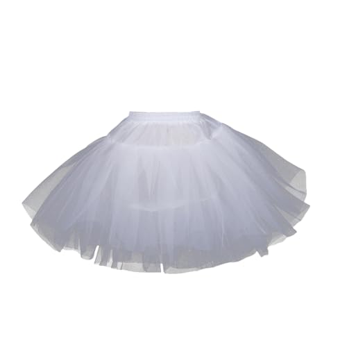 Flower Girls Petticoat Hoopless Crinoline Slips with 3 Layers, Kids Mini Wedding Flower Girl Underskirt White